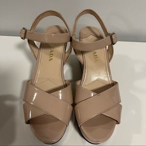 Prada nude patent leather sandals size 38.5